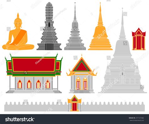 Thailand Temple Vector Immagine Vettoriale Stock Royalty Free