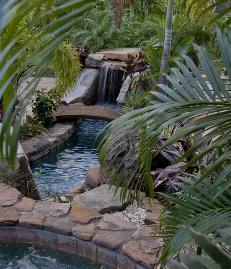 Natural Stone Grotto Waterfall With Elevated Spa