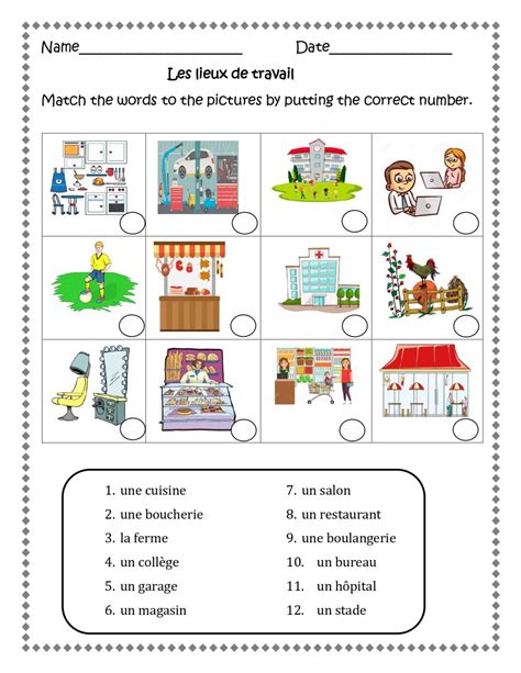 Les Professions French Jobs 11 Worksheets For Distance Learning