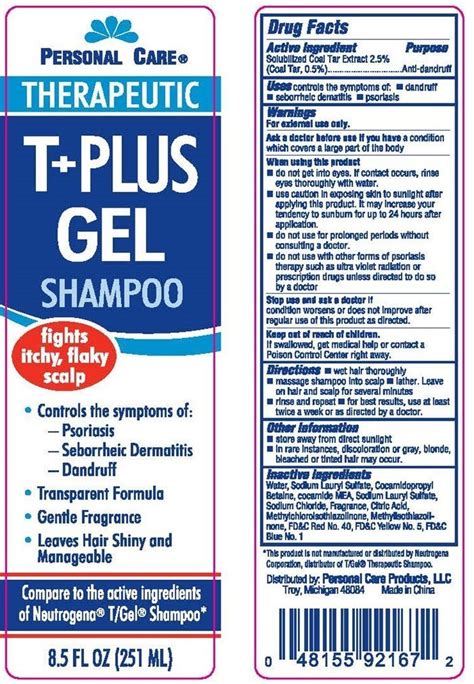 Personal Care Therapeutic T Plus Gel Shampoo Personal Care Products