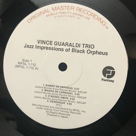 Vince Guaraldi Trio Jazz Impressions Of Black Orpheus Lp Mfsl Promo