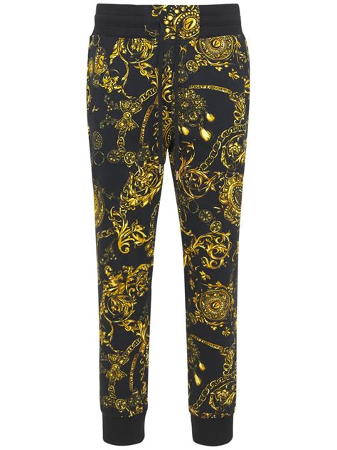 Versace Jeans Couture Baroque Print Cotton Sweatpants Luisaviaroma