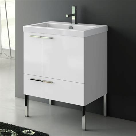 If pictured, check item description for clarification. 24 Inch Floor Standing Vanity Cabinet With Fitted Sink MCS ...