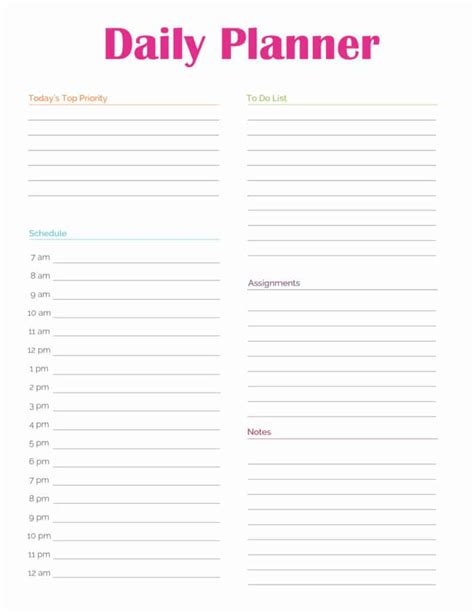 Daily Planner Template Printable Freebie Finding Mom