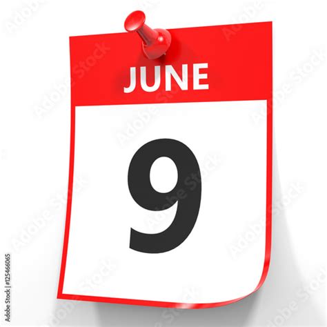 June 9 Calendar On White Background Stock Photo And Royalty Free