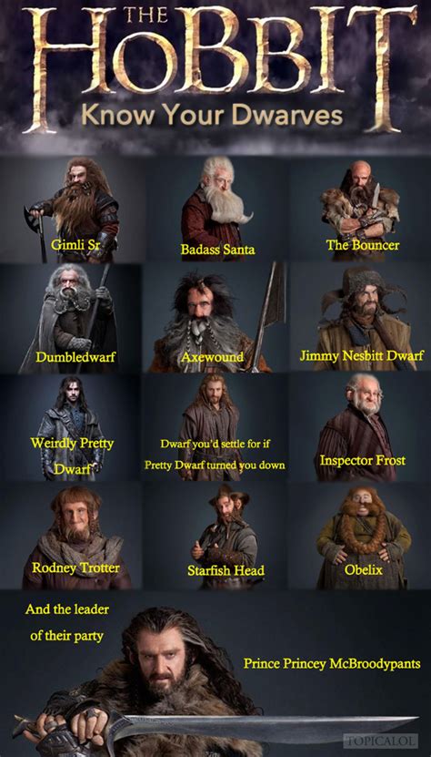 Look A Guide To The Dwarves In The Hobbit Hobbit Dwarves The