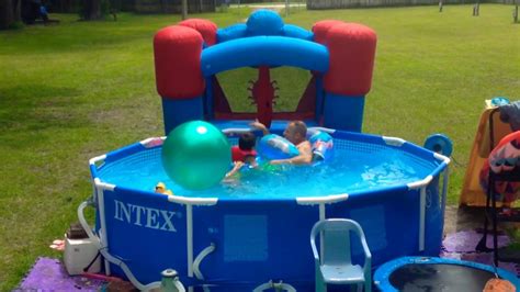 Having Fun With Our New Intex Swimming Pool Metal Frame 10x30 Youtube