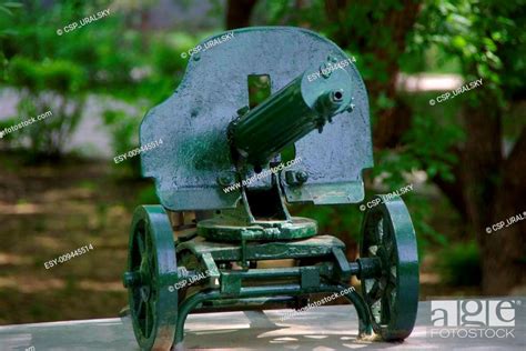 Russian Maxim Machine Gun During The Civil War Stock Photo Picture