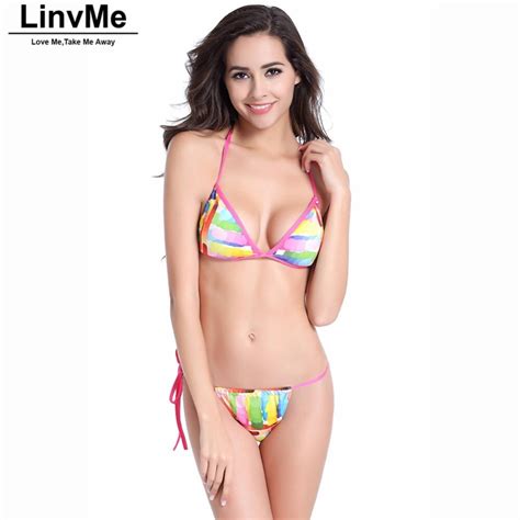 Linvme 2018 Women Sexy Swimwear Print Bikini Set Sexy Two Piece Biquini