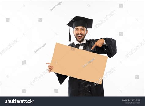 Graduate Male Students Wearing Toga Holding Stock Photo 2185761329