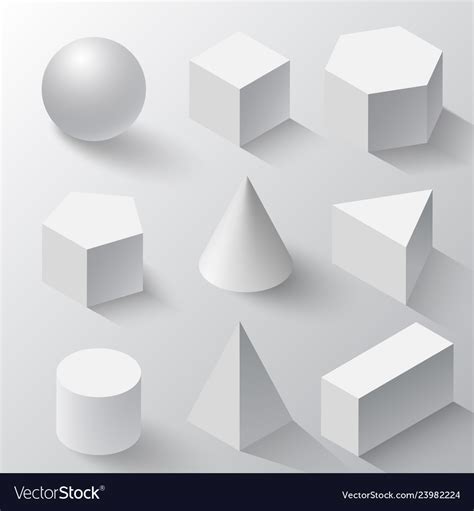 White Cube Cylinder Sphere And Cone Royalty Free Vector