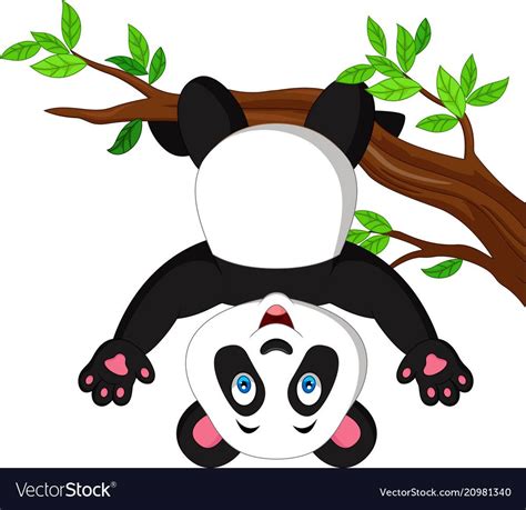 Cartoon Panda Hanging On Tree Branch Royalty Free Vector Cute Panda