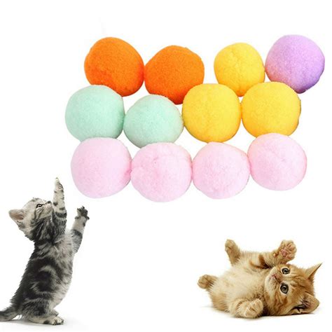 Bluelans Cat Ball Toy12pcs Kitten Soft Plush Ball Assorted Molar Play
