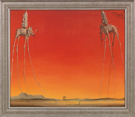 Les Elephants Salvadore Dali Paint On Canvas 1948 Rart