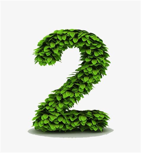 The Number Two Made Out Of Green Leaves On A White Background With