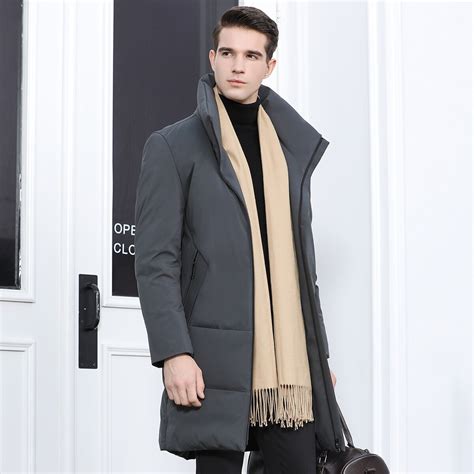 2018 Autumn Winter Mens Long Business Casual Down Jacket Male Thick