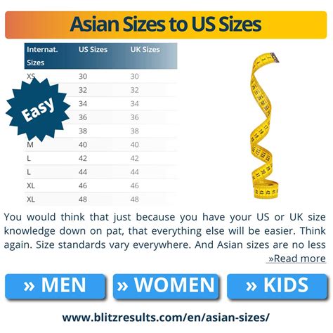 Asian Size Xl Conversion Chart To Us Size
