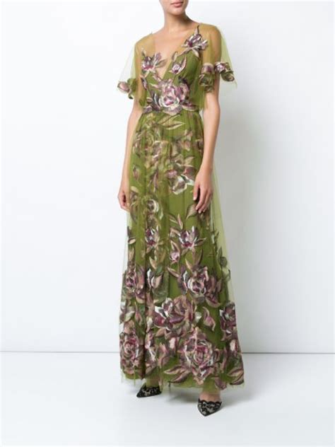 Marchesa Notte Floaty Floral Evening Dress 400 Shop Aw17 Online