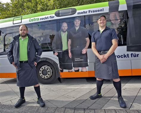 Bus Drivers From Hanover In Their Official Kilted Uniform Man Skirt