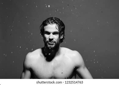 Man Washing Water Drops Morning Naked Stock Photo 1232514763 Shutterstock