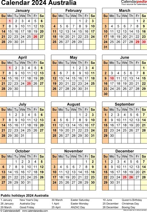 2024 Calendar 2024 Printable Australia 2024 Calendar Printable