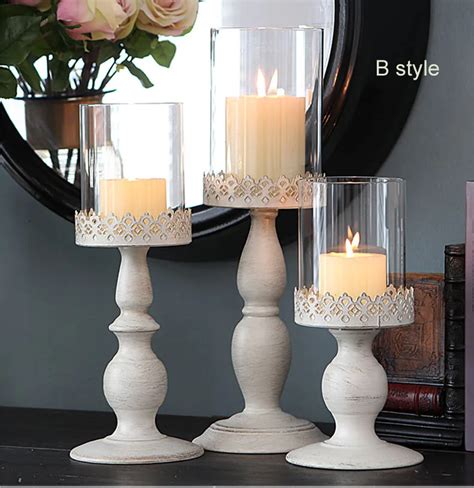 3 Size Iron Metal White Gold Block Candle Stand Pillar Candlestick With