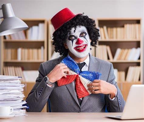 Clown Businessman Working In The Office Stock Image Image Of Keyboard Humour 174269943