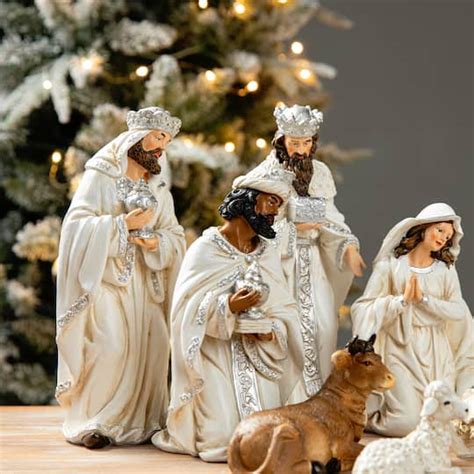 Glitzhome Ivory Resin Nativity Figurine Set Michaels