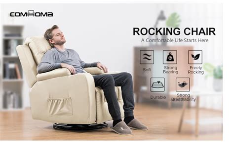Comhoma Recliner Chair Massage Rocker With Heated Modern Pu Leather