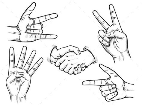 Hand Drawn Fingers Gesture Set How To Draw Hands Hand Art Projects