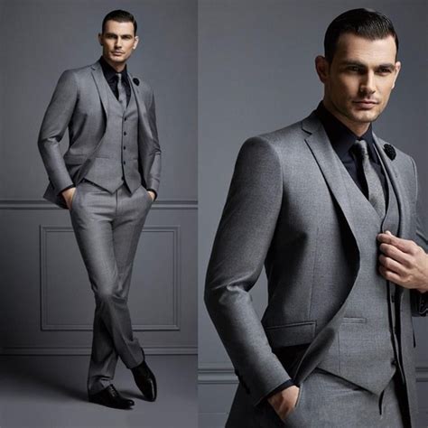 New Fashion Handsome Dark Gray Mens Suit Groom Suit Wedding Suits For