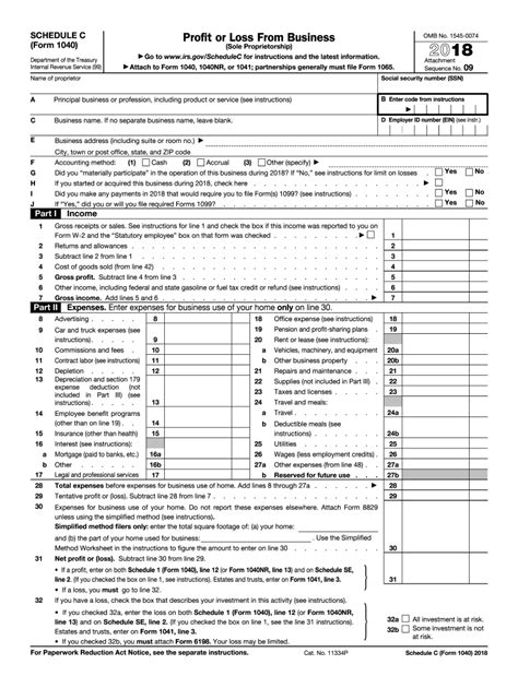 2018 Form Irs 1040 Schedule C Fill Online Printable Fillable Blank