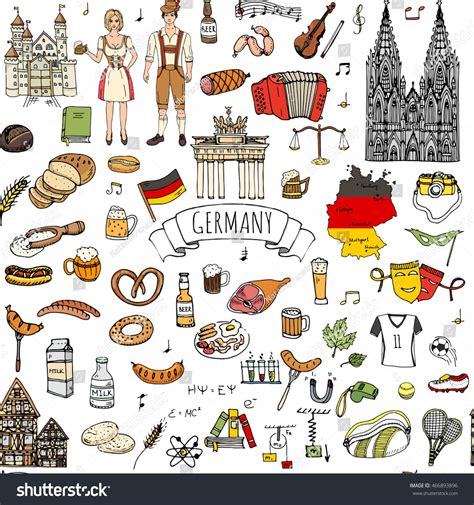 Seamless Pattern Hand Drawn Doodle Set Of Germany Icons Vector