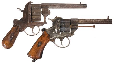 Two Pin Fire Revolvers A Engraved 10 Shot Pin Fire Revolver B