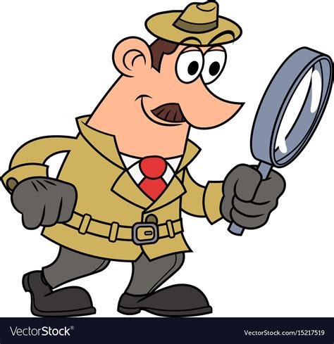 Detective Is Looking Through Loupe Royalty Free Vector Image