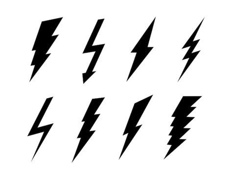 Premium Vector Set Of Lightning Bolt Symbols