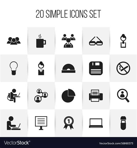 Set Of 20 Editable Office Icons Includes Symbols Vector Image