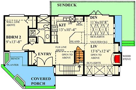 A single professional may incorporate a home office into their three bedroom house plan, while still leaving space for a guest room. Plan 9840SW: Sunny 2-Bed Mountain Retreat with Master Sundeck | Cottage house plans ...