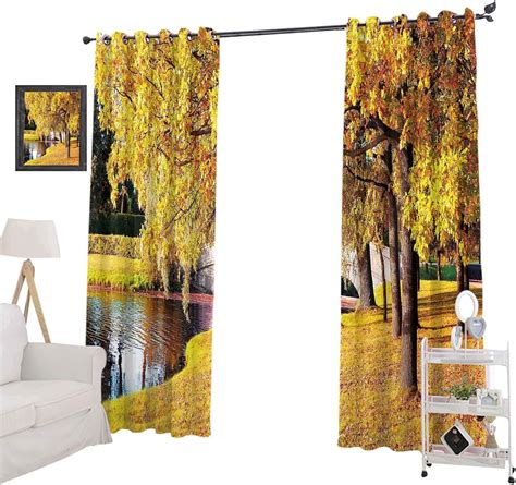 Yuazhoqi Nature Curtains For Living Room Beautiful Autumn Forest In