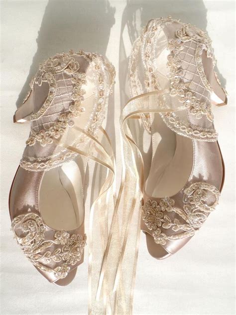 Champagne Satin Bridal Shoes With Kitten Heels In 2020 Wedding Shoes