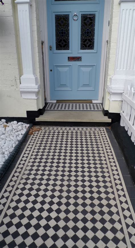Black And White Victorian Mosaic Tile Path London London Garden Design