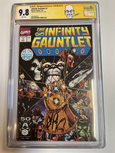 Infinity Gauntlet 1991 1 Cgc 98 Ss Wp Signed By Jim Starlin