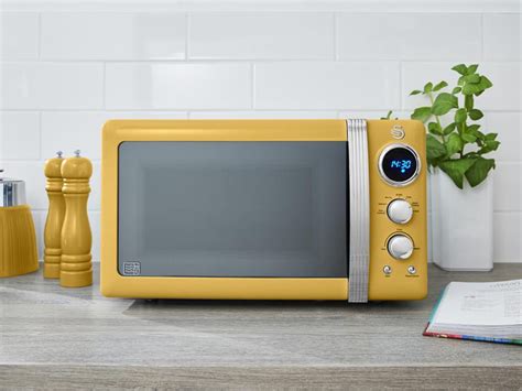 Swan 800w Retro Digital Microwave Yellow Mega Appliances