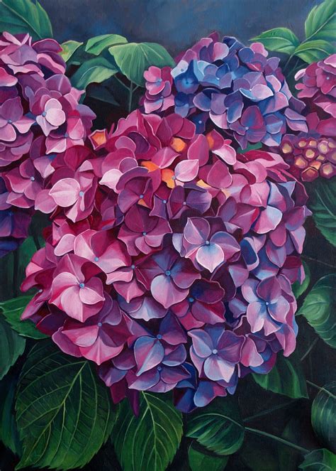 The Hydrangea Original Oil Painting Floral Art Flowers Etsy Floral