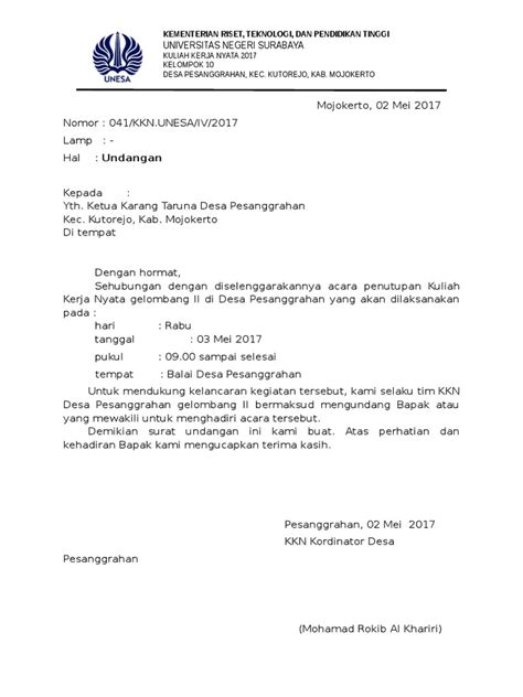 Pimpinan daerah ikatan mahasiswa nahdlatul ulama sekretariat : Surat Undangan Menghadiri Acara