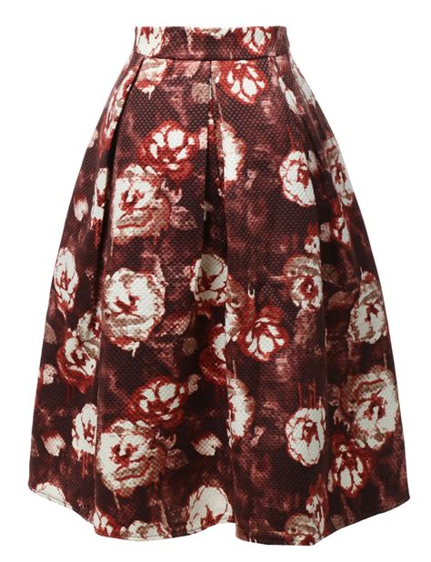 Le3no Womens High Waisted Flared Pleated Floral Midi Skirt High Waisted Flares Midi Skirt Women