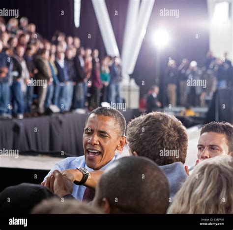 Us President Barack Obama Shakes Hands With Supporters After A Speech