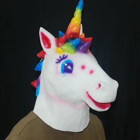 1 Pcs Unicorn Head Latex Masks Full Face Lovely Color Horse Mask