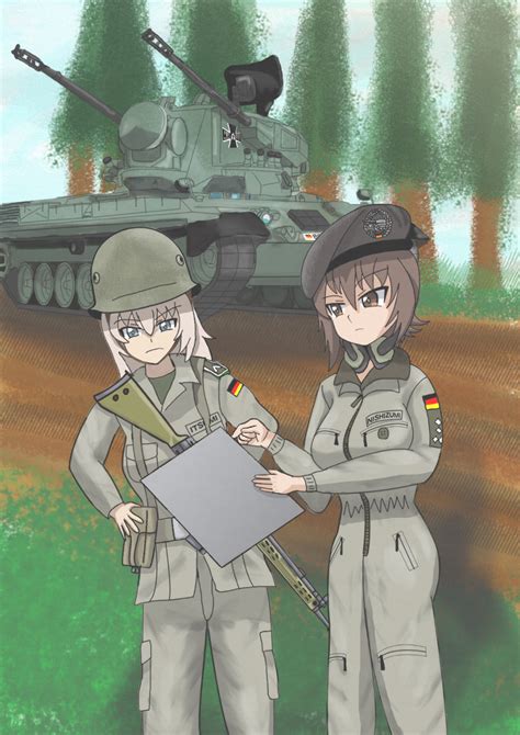 Safebooru 2girls Battle Rifle Beret Bundeswehr Emblem German Flag Germany Girls Und Panzer Gun