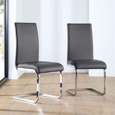 Chrome Leg Dining Chairs Perth Grey Leather Dining Chair Chrome Leg